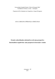 Orações subordinadas substantivas sob uma perspectiva