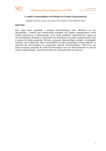 A Análise Fenomenológica: da Filosofia aos Estudos