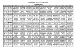 HORÁRIO DAS AULAS FUNDAMENTEAL I MANHÃ / 2016