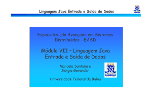 Módulo VII – Linguagem Java Entrada e Saída de Dados