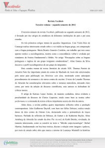 Revista Vocábulo Terceiro volume – segundo semestre de 2012 O