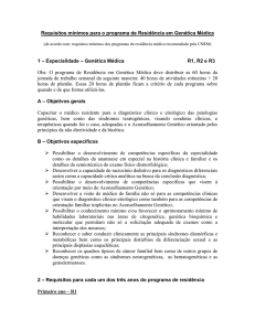 Requisitos mínimos para o programa de Residência em Genética