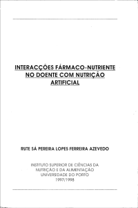 interacções farmaco-nutriente no doente com nutrição artificial