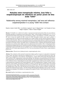 Relações entre transpiração máxima, área foliar e