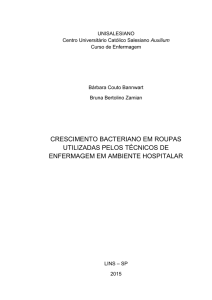 crescimento bacteriano em roupas utilizadas pelos técnicos de