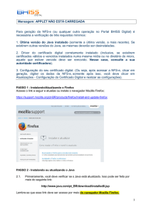 APPLET NÃO ESTÁ CARREGADA Para geração da NFS-e