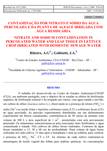 contaminação por nitrato e sódio da água percolada e da planta de