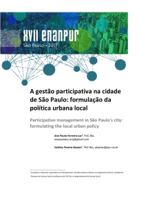 A gestão participativa na cidade de São Paulo: formulação da