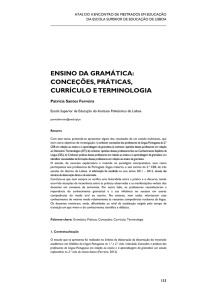 ensino da gramática: conceções, práticas, currículo e terminologia