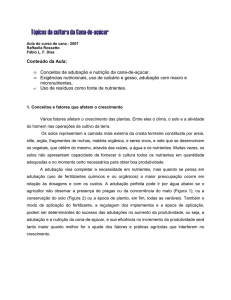 Conteúdo da Aula: • Conceitos de adubação e nutrição