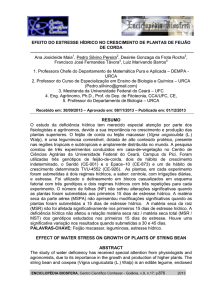 efeito do estresse hídrico no crescimento de plantas de feijão de corda