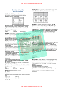 Exercícios de Química Estrutura Atômica