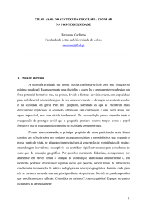 1 CRIAR ASAS: DO SENTIDO DA GEOGRAFIA ESCOLAR NA PÓS