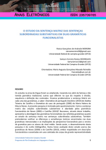 o estudo da sentença matriz das sentenças subordinadas