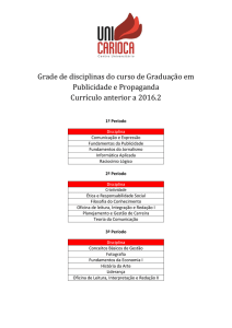 Grade de disciplinas do curso de Graduação em Publicidade e