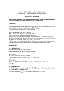 UFBA / UFRB – 2008 – 1a Fase – Matemática RESOLUÇÃO