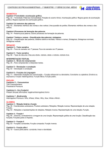 CONTEÚDO DE PROVAS BIMESTRAIS – 1º BIMESTRE / 1ª SÉRIE