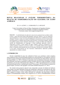 ROTAS REACIONAIS E ANÁLISE TERMODINÂMICA DA REAÇÃO