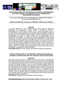 dificuldades inerentes ao processo de ensino e aprendizagem da