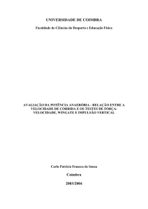 Avaliação da Potência Anaeróbia Relação entre Testes