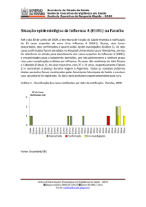 Situação epidemiológica da Influenza A (H1N1) na Paraíba