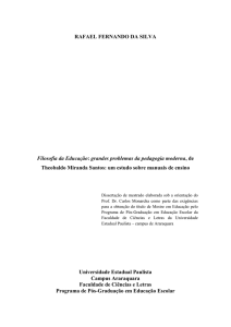 RAFAEL FERNANDO DA SILVA Filosofia da Educação: grandes