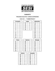 Confira aqui o GABARITO da prova do - Faculdade Sesi-SP