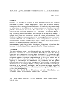 TOMÁS DE AQUINO: O PODER COMO EXPRESSÃO DA VONTADE