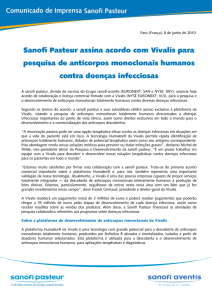 Sanofi Pasteur assina acordo com Vivalis para pesquisa de
