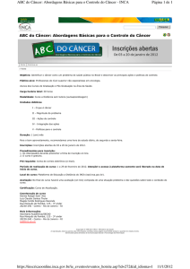 ABC do Câncer: Abordagens Básicas para o Controle do