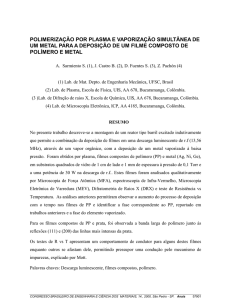 polimerização por plasma e vaporização simultânea de um metal