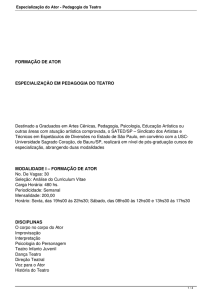 Especialização do Ator - Pedagogia do Teatro