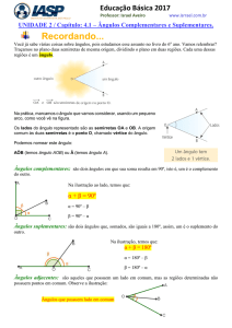 Unidade 2 - Capítulo 4.1 / Ângulos Complementares e