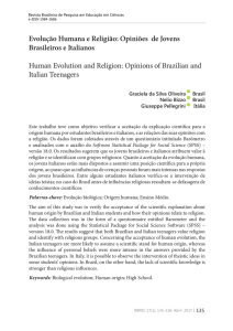Evolução Humana e Religião: Opiniões de Jovens Brasileiros e