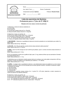 Lista de exercícios de Química Treinamento para a 2ª fase da IV