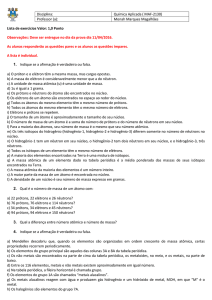 Lista de execícios valendo nota para N1