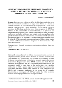 o impacto do grau de liberdade econômica sobre a renda per capita