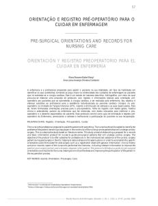 orientação e registro pré-operatório para o cuidar em