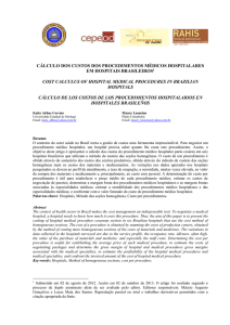 CÁLCULO DOS CUSTOS DOS PROCEDIMENTOS MÉDICOS