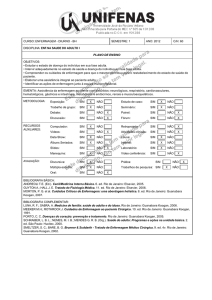 CURSO: ENFERMAGEM - DIURNO - BH SEMESTRE: 1 ANO: 2012