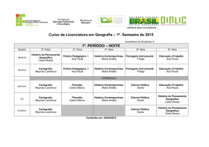 Curso de Licenciatura em Geografia – 1º. Semestre de 2015 1º