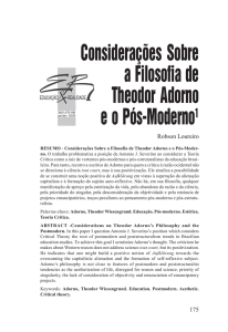 Considerações sobre a filosofia de Theodor Adorno e o