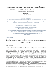 Quais os principais problemas relacionados com os medicamentos?