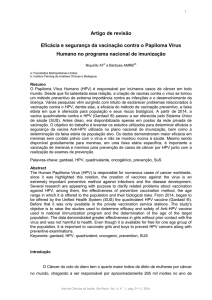 Artigo de revisão Eficácia e segurança da vacinação contra o