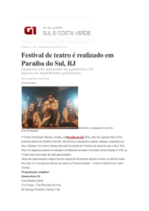 Festival de teatro é realizado em Paraíba do Sul, RJ