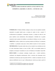 DIABETES: DIFICULDADES DE ADESÃO AO TRATAMENTO, UMA