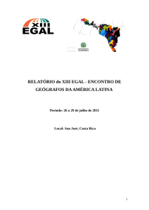 Relatório XIII EGAL - Encontro de Geógrafos da América Latina