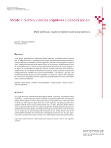 Mente e c&eacute;rebro, ci&ecirc;ncias cognitivas e ci&ecirc;ncias sociais
