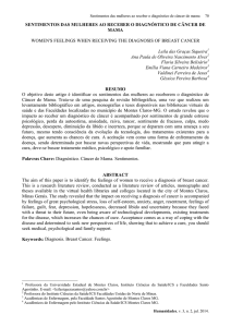 sentimentos das mulheres ao receber o diagnóstico de câncer de