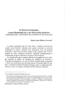 o texto literário como propedêutica do texto filosófico